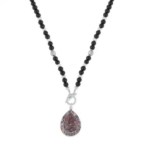 Garnet Teardrop Sealed Locket Necklace - Picture 3 of 3